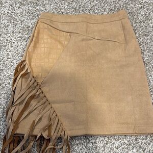 Commense fringe brown mini skirt NWT medium